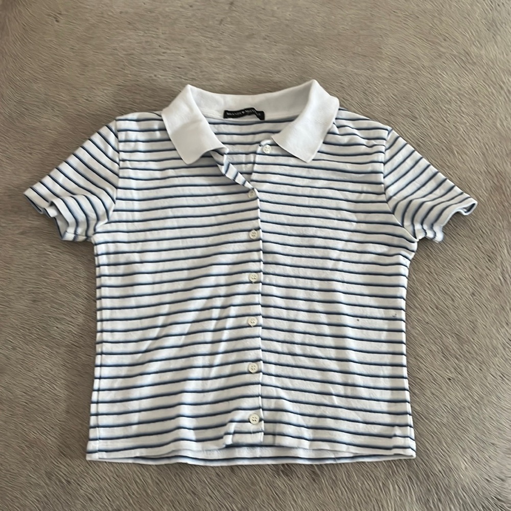 Brandy Melville blue stripe fitted shirt